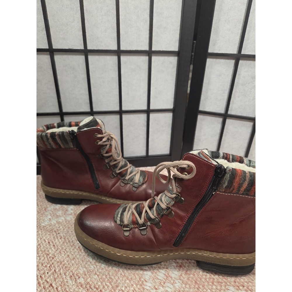 Rieker‎ Felicitas Z6741-35 Burgundy Wine Ankle Boots Women's Size 9 Boho - Picture 6 of 10
